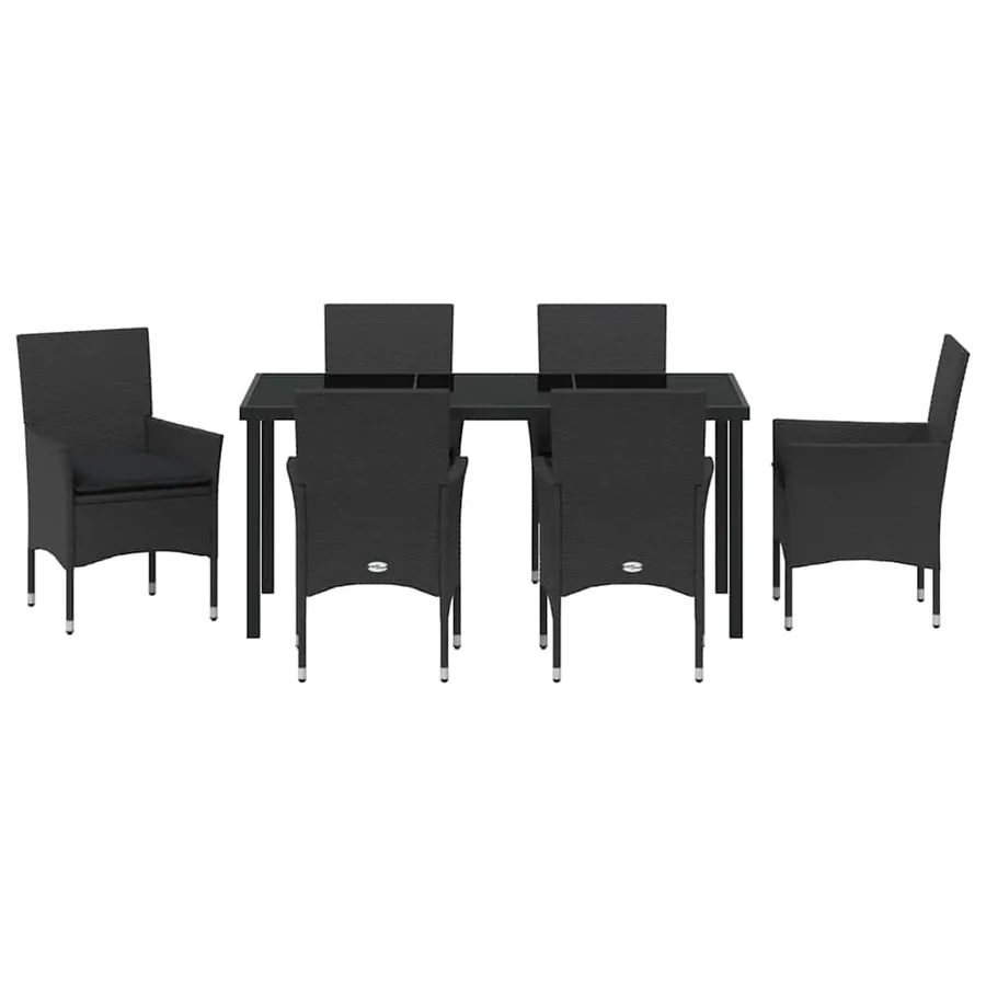 Ensemble de salle à manger pour jardin 7 pcs Noir polyrotin - 7