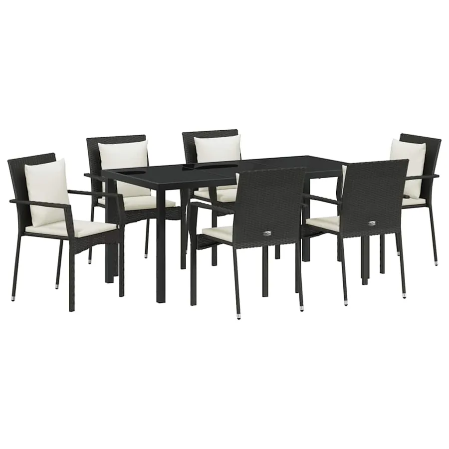 Ensemble de salle à manger pour jardin 7 pcs Noir polyrotin - 2