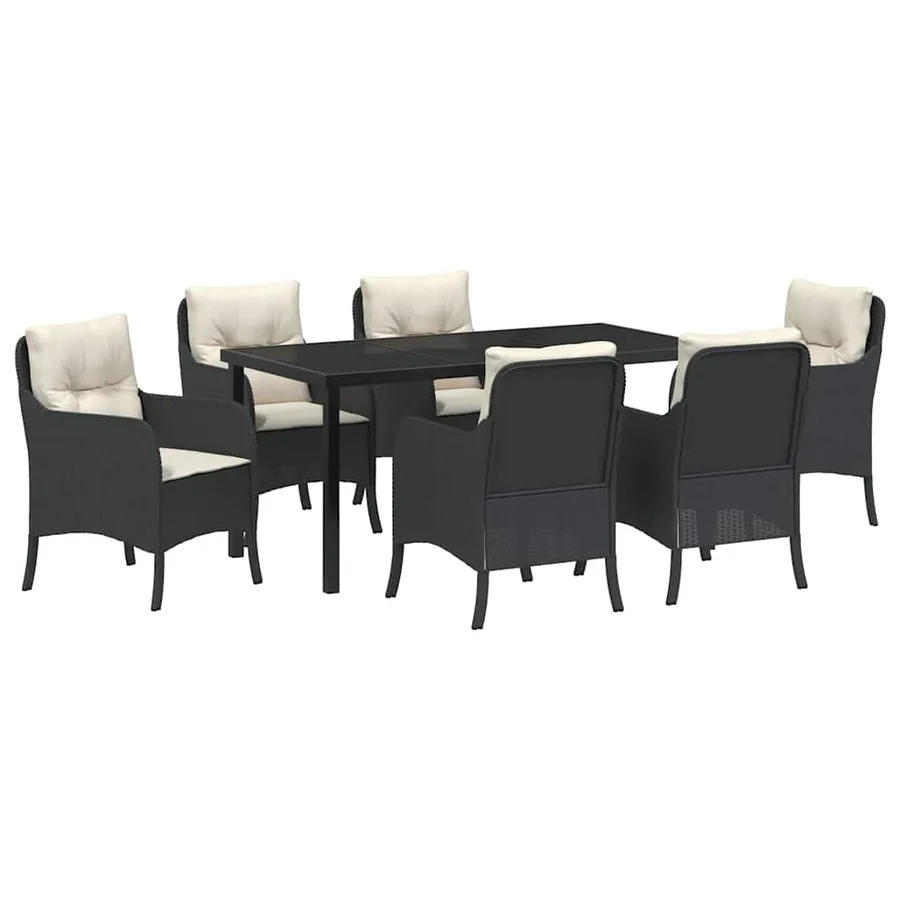 Ensemble de salle à manger pour jardin 7 pcs Noir polyrotin - 2