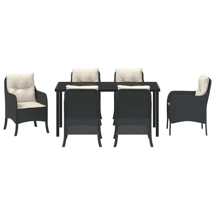 Ensemble de salle à manger pour jardin 7 pcs Noir polyrotin - 7
