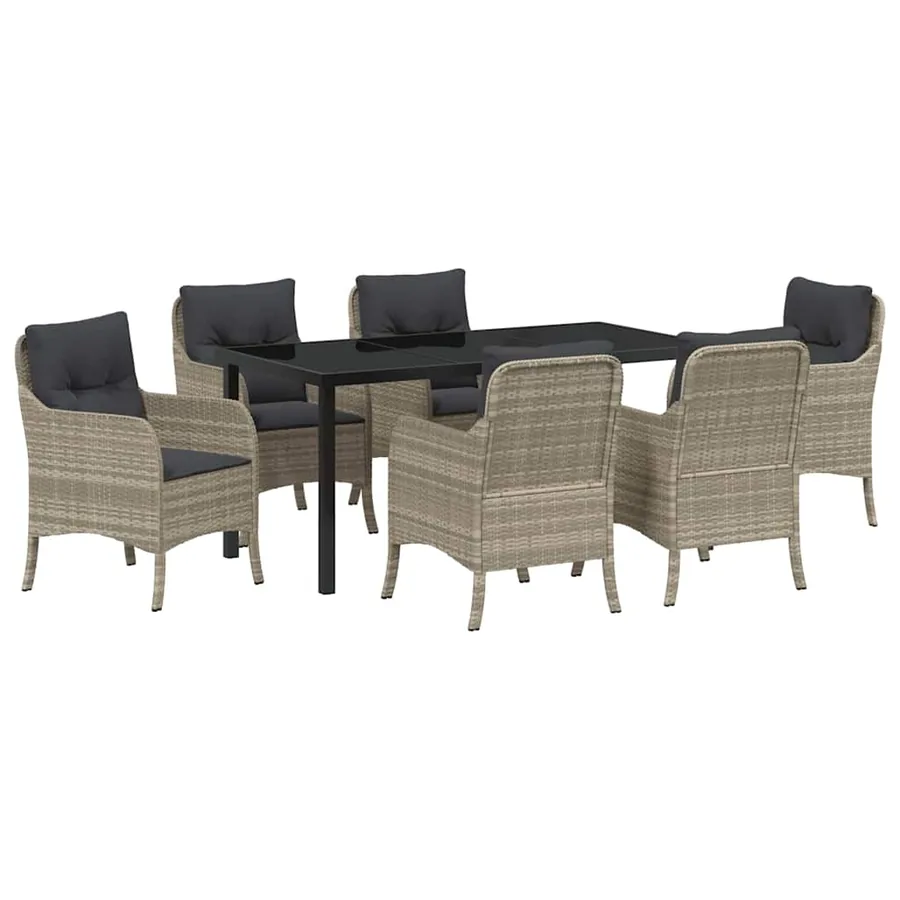 Ensemble de salle à manger pour jardin 7 pcs Gris clair - 2