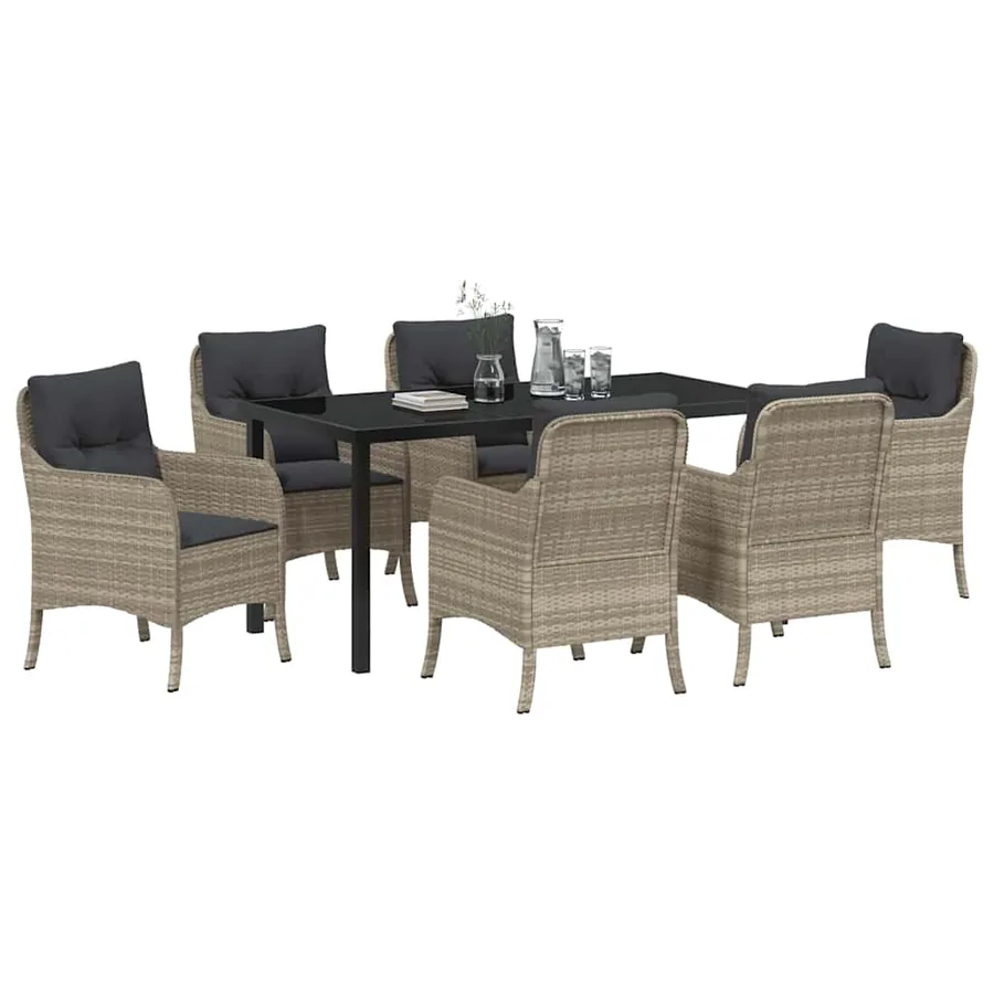 Ensemble de salle à manger pour jardin 7 pcs Gris clair - 3