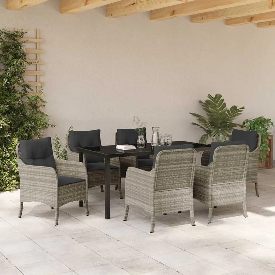 Ensemble de salle à manger pour jardin 7 pcs Gris clair - 4