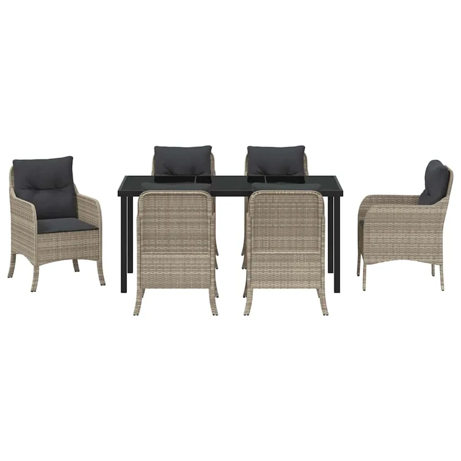 Ensemble de salle à manger pour jardin 7 pcs Gris clair - 7