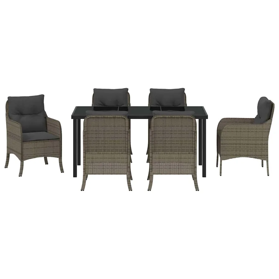 Ensemble de salle à manger pour jardin 7 pcs Gris polyrotin - 7