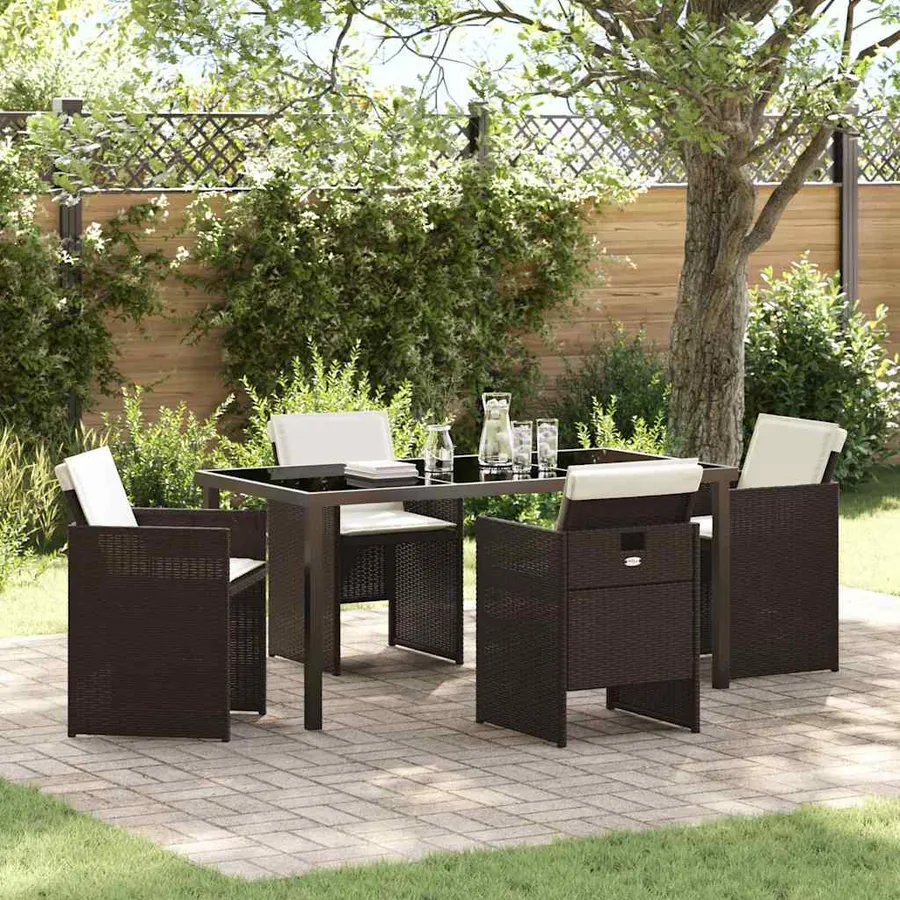 Ensemble de salle à manger pour jardin 5 pcs Marron polyrotin
