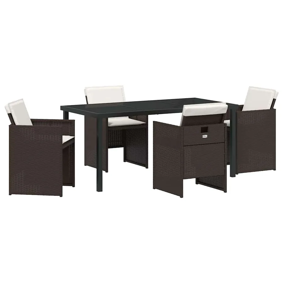 Ensemble de salle à manger pour jardin 5 pcs Marron polyrotin - 2