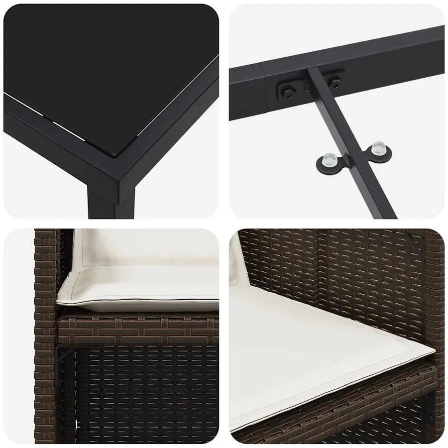 Ensemble de salle à manger pour jardin 5 pcs Marron polyrotin - 9