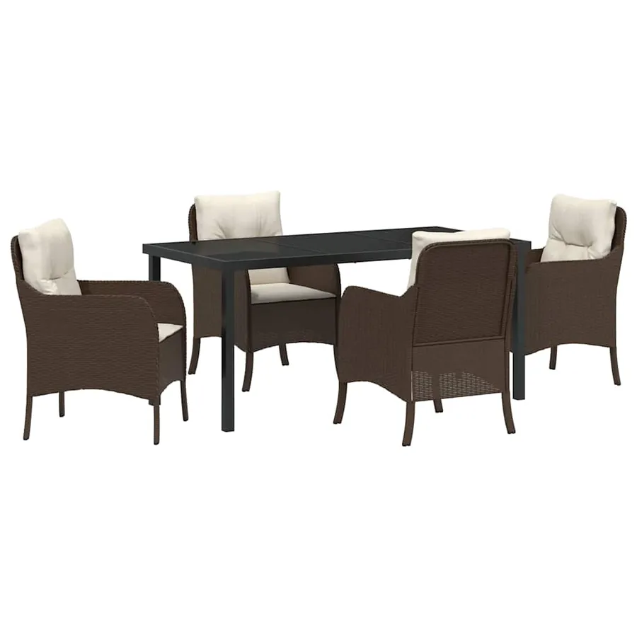 Ensemble de salle à manger pour jardin 5 pcs Marron polyrotin - 2