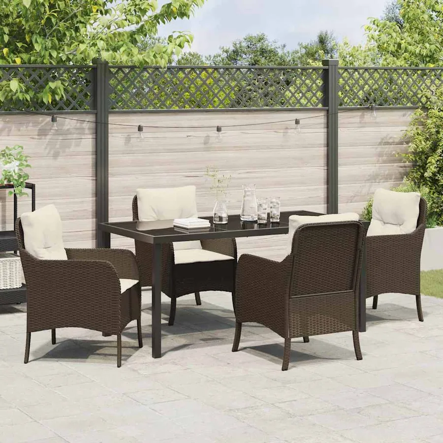 Ensemble de salle à manger pour jardin 5 pcs Marron polyrotin - 4
