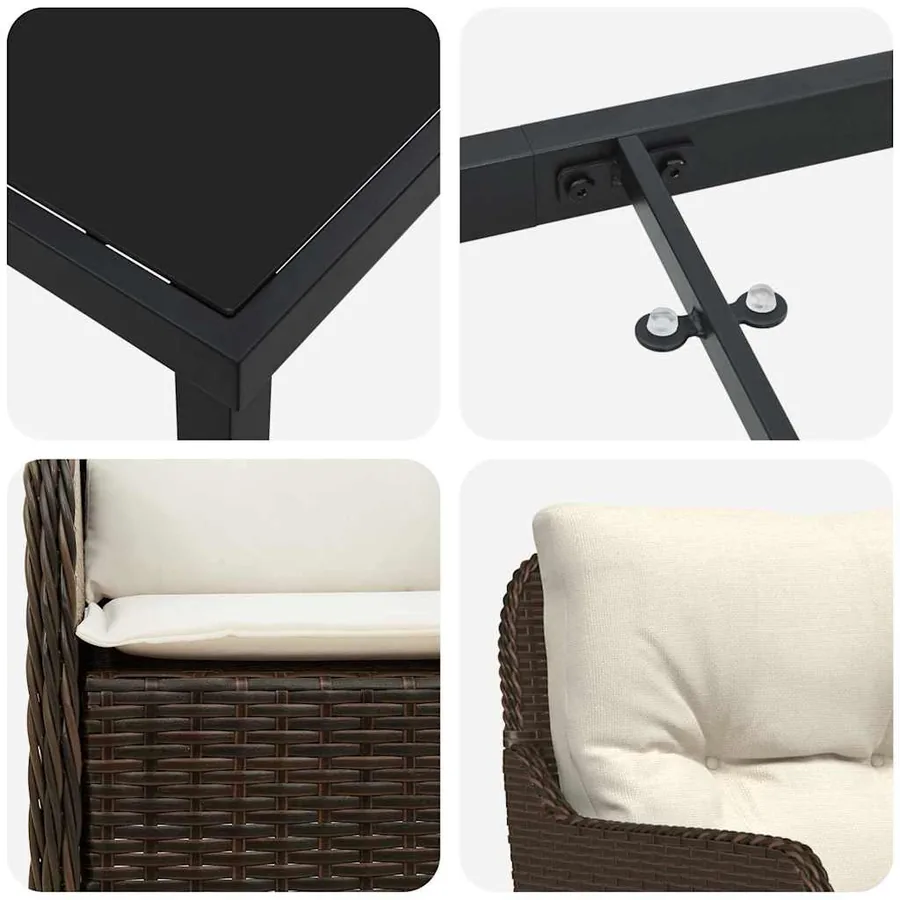 Ensemble de salle à manger pour jardin 5 pcs Marron polyrotin - 9