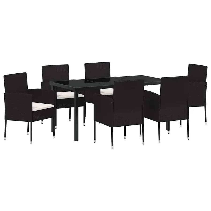 Ensemble de salle à manger pour jardin 7 pcs Noir polyrotin - 2