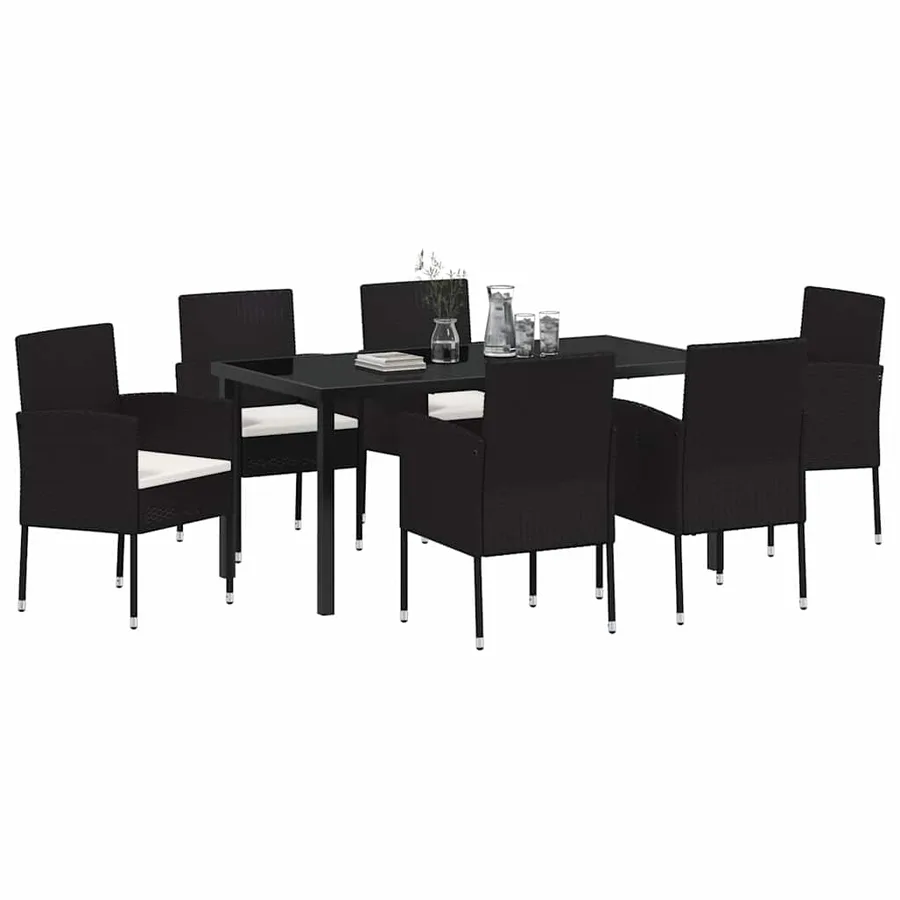 Ensemble de salle à manger pour jardin 7 pcs Noir polyrotin - 3