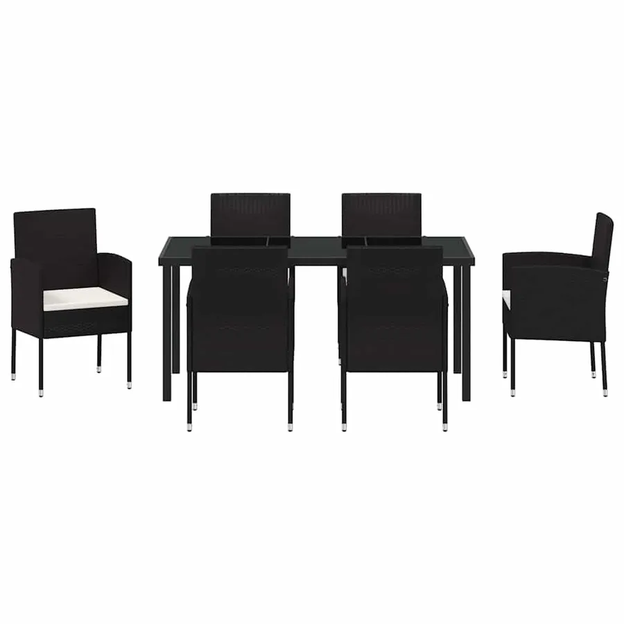 Ensemble de salle à manger pour jardin 7 pcs Noir polyrotin - 7
