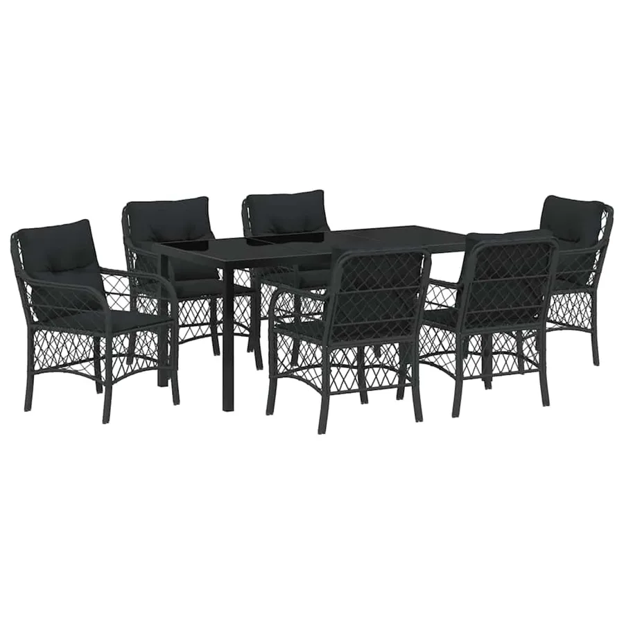 Ensemble de salle à manger pour jardin 7 pcs Noir polyrotin - 2