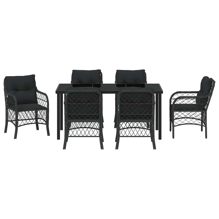 Ensemble de salle à manger pour jardin 7 pcs Noir polyrotin - 7