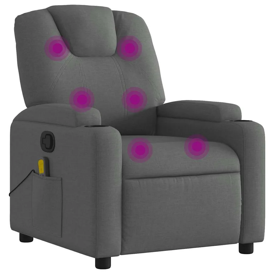 Fauteuil de massage inclinable gris foncé tissu - 2
