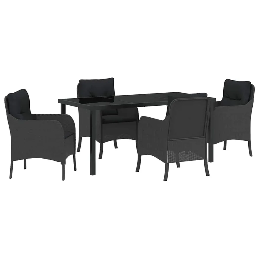 Ensemble de salle à manger pour jardin 5 pcs Noir polyrotin - 2
