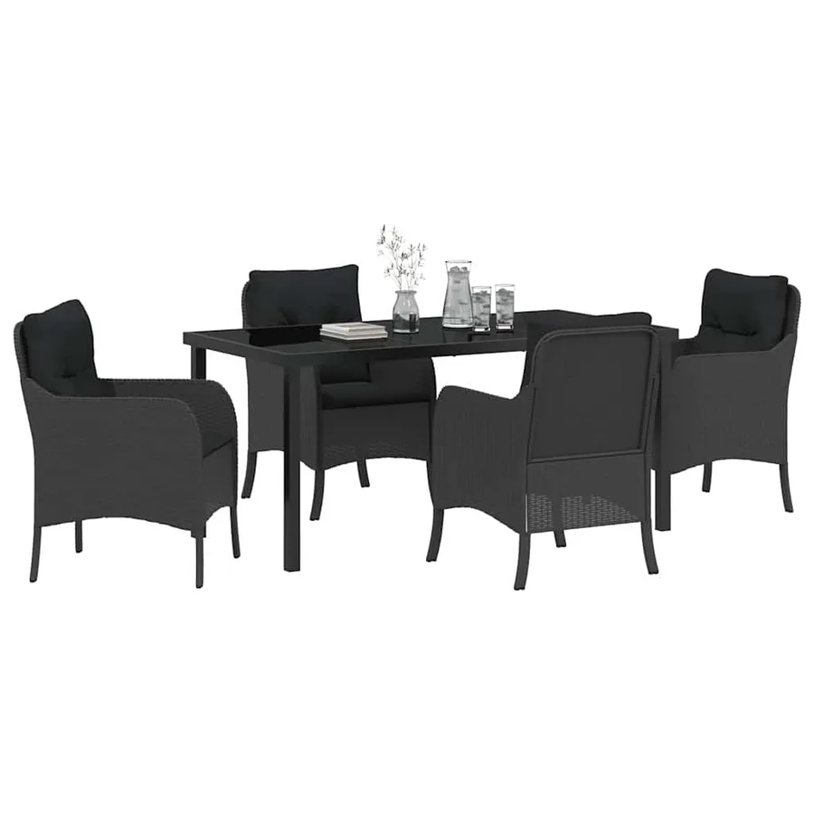 Ensemble de salle à manger pour jardin 5 pcs Noir polyrotin - 3
