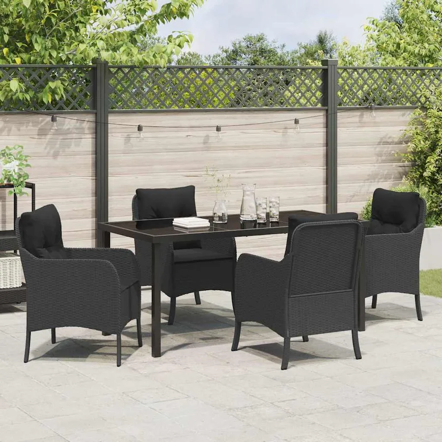 Ensemble de salle à manger pour jardin 5 pcs Noir polyrotin - 4