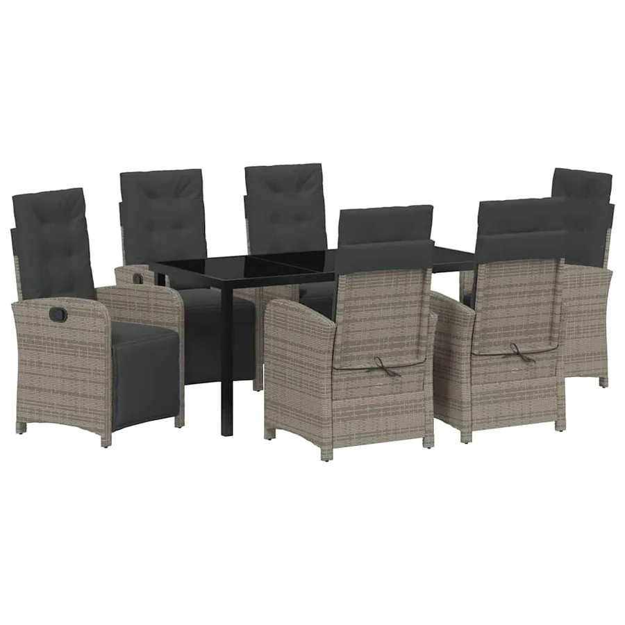 Ensemble de salle à manger pour jardin 7 pcs Gris polyrotin - 2