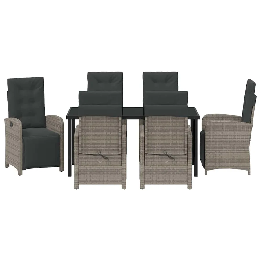 Ensemble de salle à manger pour jardin 7 pcs Gris polyrotin - 7