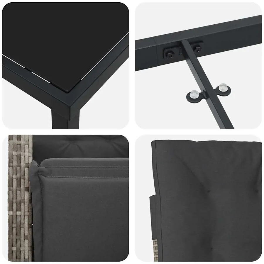 Ensemble de salle à manger pour jardin 7 pcs Gris polyrotin - 9