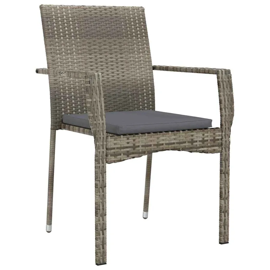 Ensemble de salle à manger pour jardin 7 pcs Gris polyrotin - 6