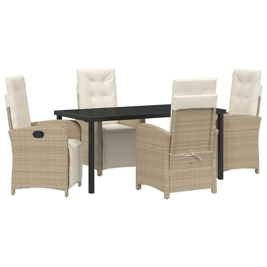 Ensemble de salle à manger pour jardin 5 pcs Beige polyrotin - 2
