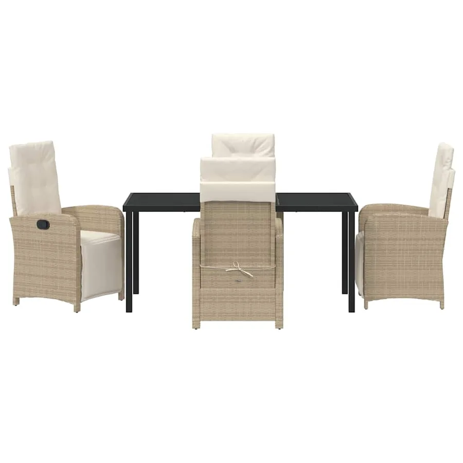Ensemble de salle à manger pour jardin 5 pcs Beige polyrotin - 7