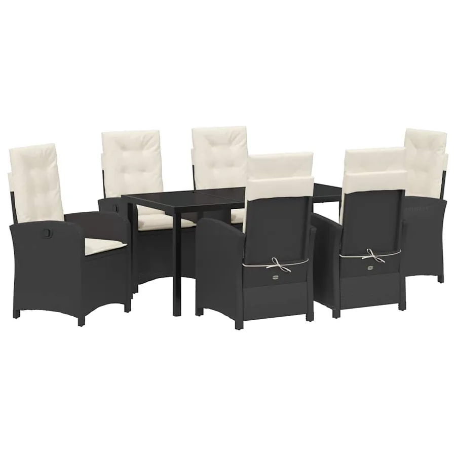 Ensemble de salle à manger pour jardin 7 pcs Noir polyrotin - 2