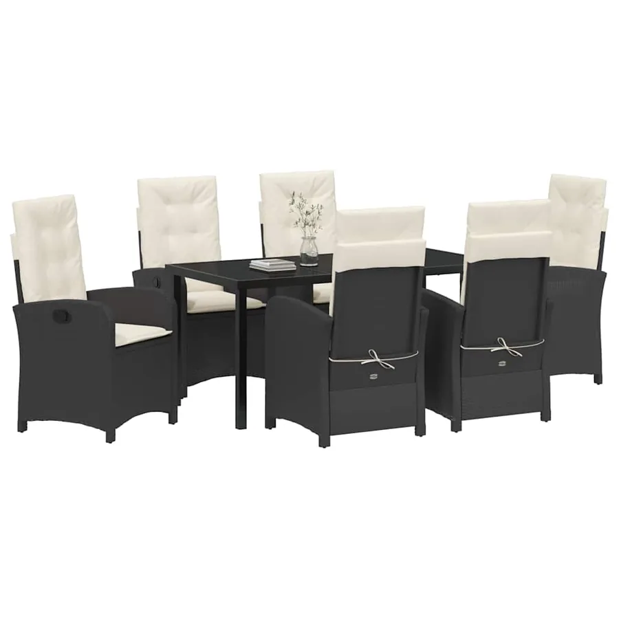 Ensemble de salle à manger pour jardin 7 pcs Noir polyrotin - 3