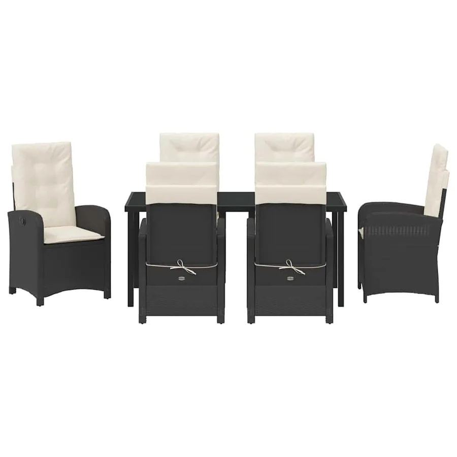 Ensemble de salle à manger pour jardin 7 pcs Noir polyrotin - 7