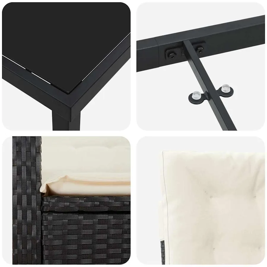 Ensemble de salle à manger pour jardin 7 pcs Noir polyrotin - 9