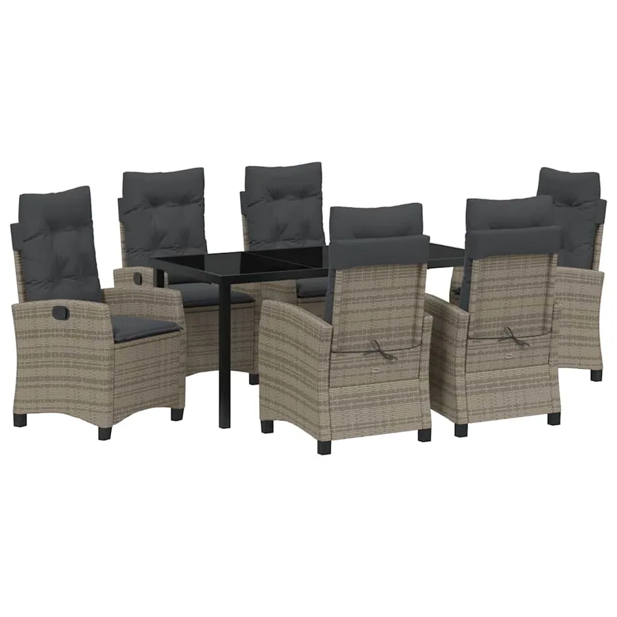 Ensemble de salle à manger pour jardin 7 pcs Gris polyrotin - 2