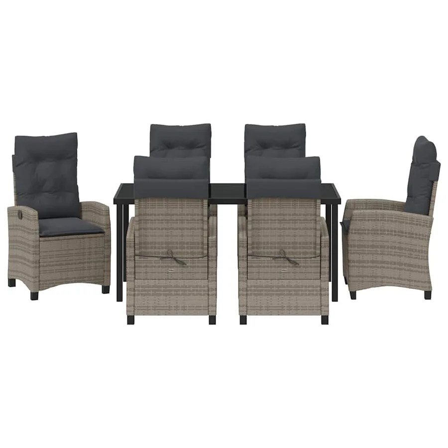 Ensemble de salle à manger pour jardin 7 pcs Gris polyrotin - 7