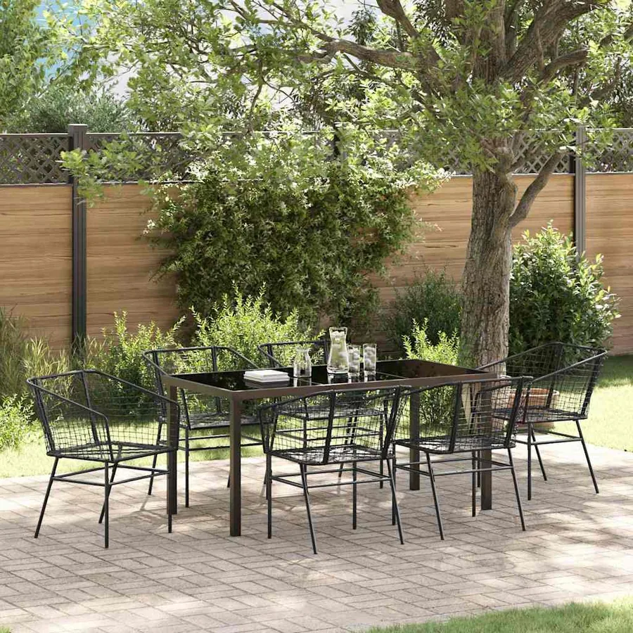 Ensemble de salle à manger pour jardin 7 pcs Noir polyrotin