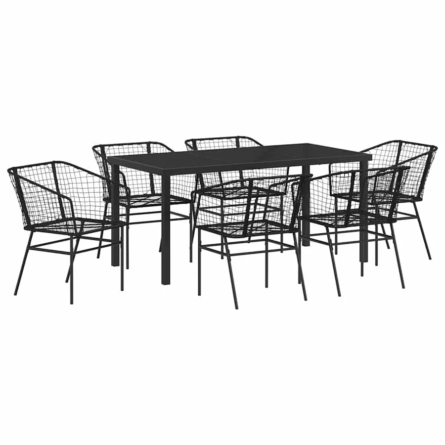 Ensemble de salle à manger pour jardin 7 pcs Noir polyrotin - 2