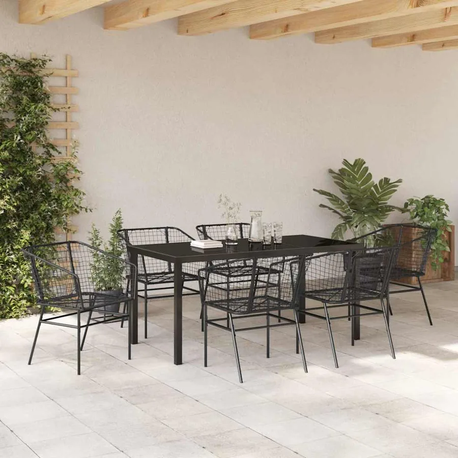 Ensemble de salle à manger pour jardin 7 pcs Noir polyrotin - 4