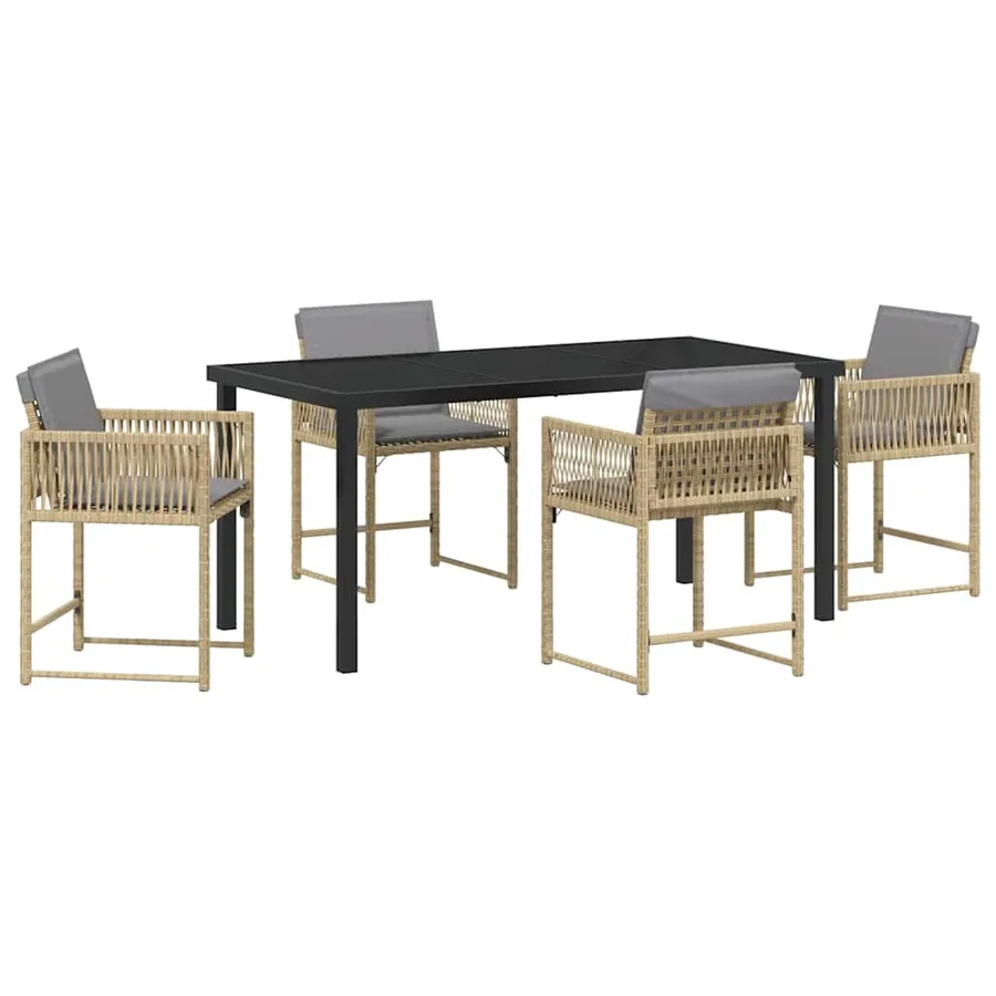 Ensemble de salle à manger pour jardin 5 pcs Beige polyrotin - 2