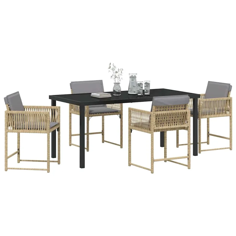 Ensemble de salle à manger pour jardin 5 pcs Beige polyrotin - 3
