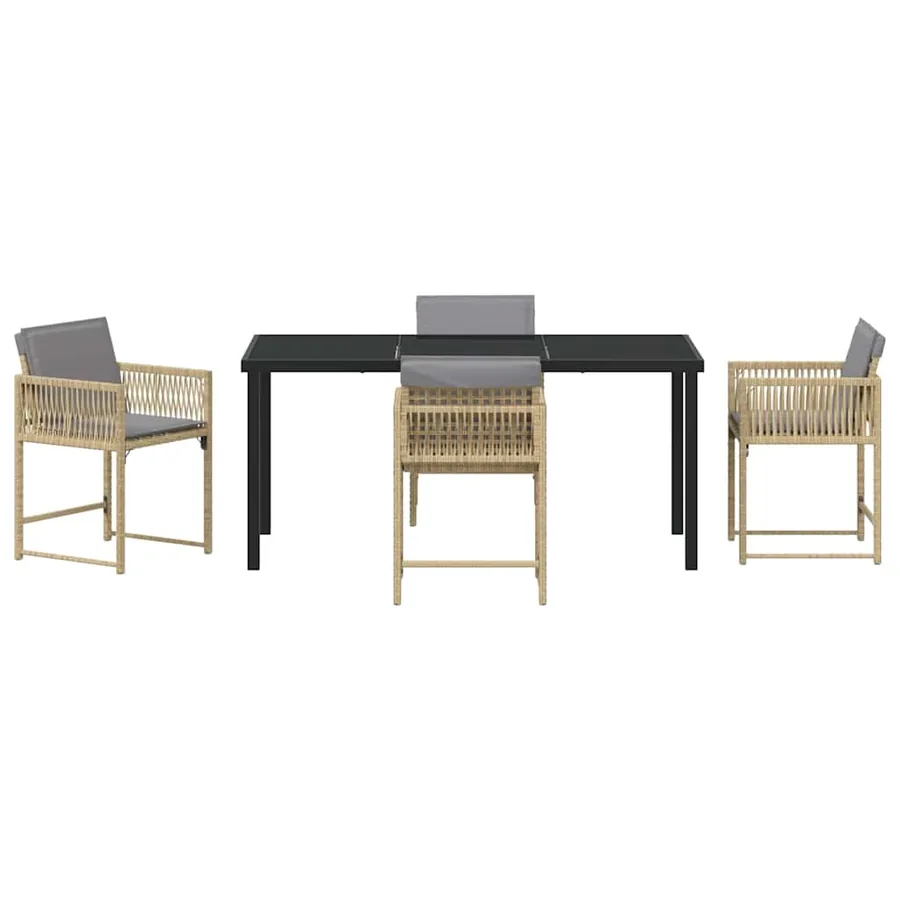 Ensemble de salle à manger pour jardin 5 pcs Beige polyrotin - 7