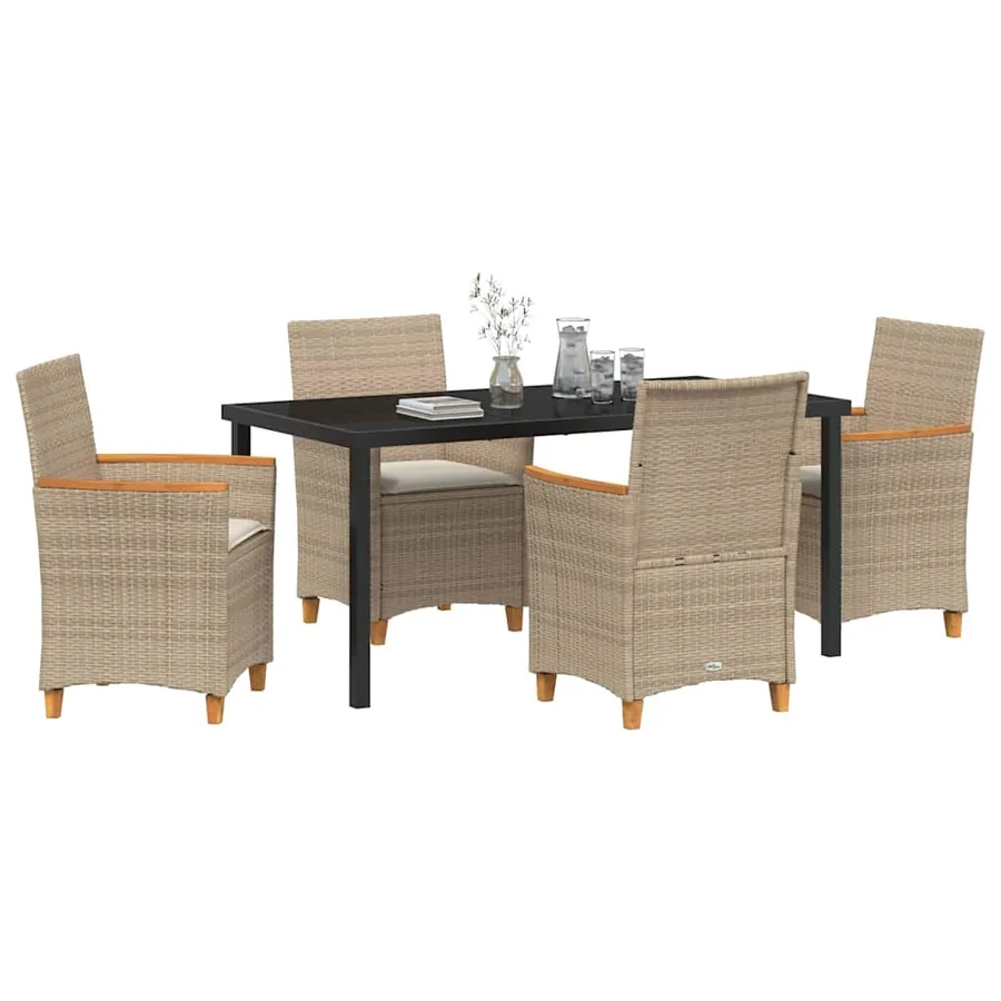 Ensemble de salle à manger pour jardin 5 pcs Beige polyrotin - 3