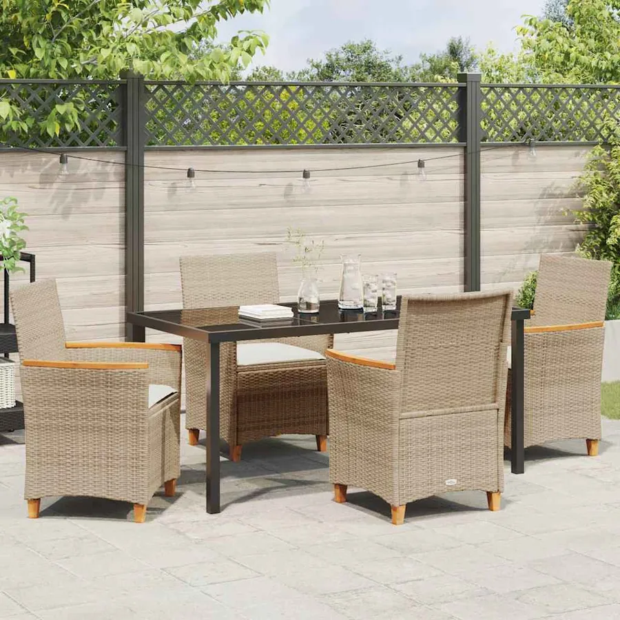 Ensemble de salle à manger pour jardin 5 pcs Beige polyrotin - 4