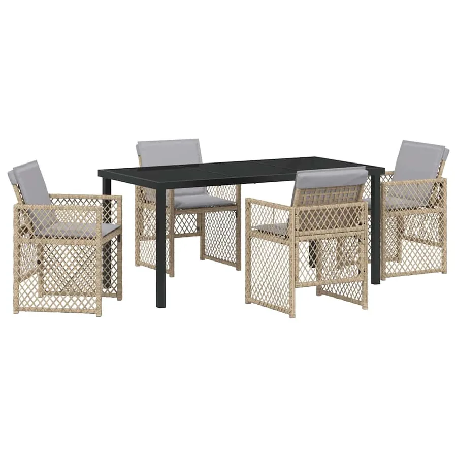 Ensemble de salle à manger pour jardin 5 pcs Beige polyrotin - 2
