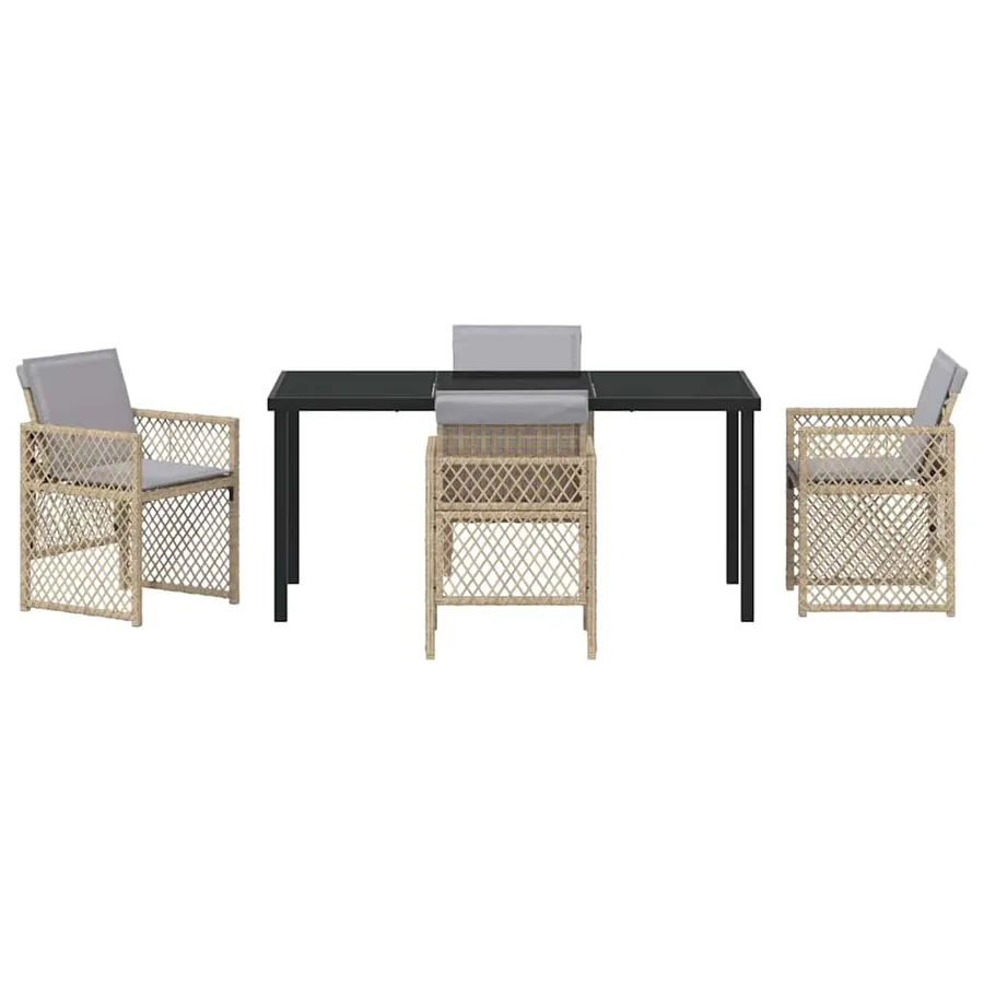 Ensemble de salle à manger pour jardin 5 pcs Beige polyrotin - 7
