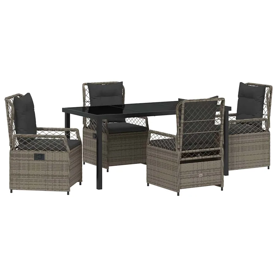 Ensemble de salle à manger pour jardin 5 pcs Gris polyrotin - 2