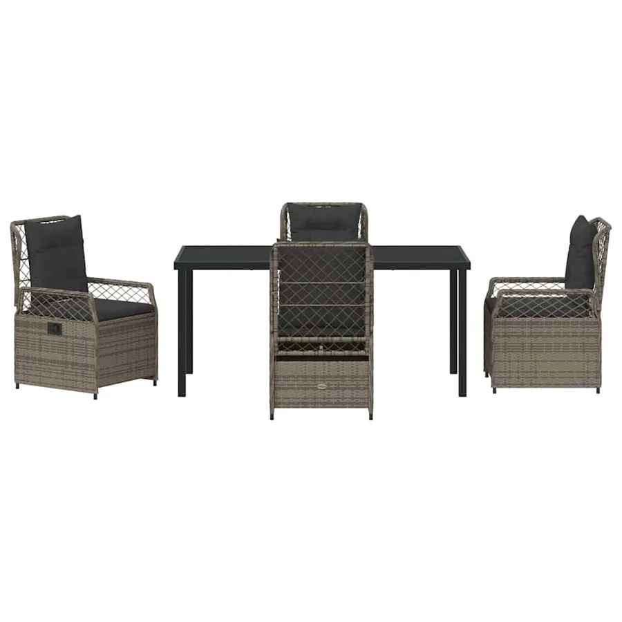 Ensemble de salle à manger pour jardin 5 pcs Gris polyrotin - 7