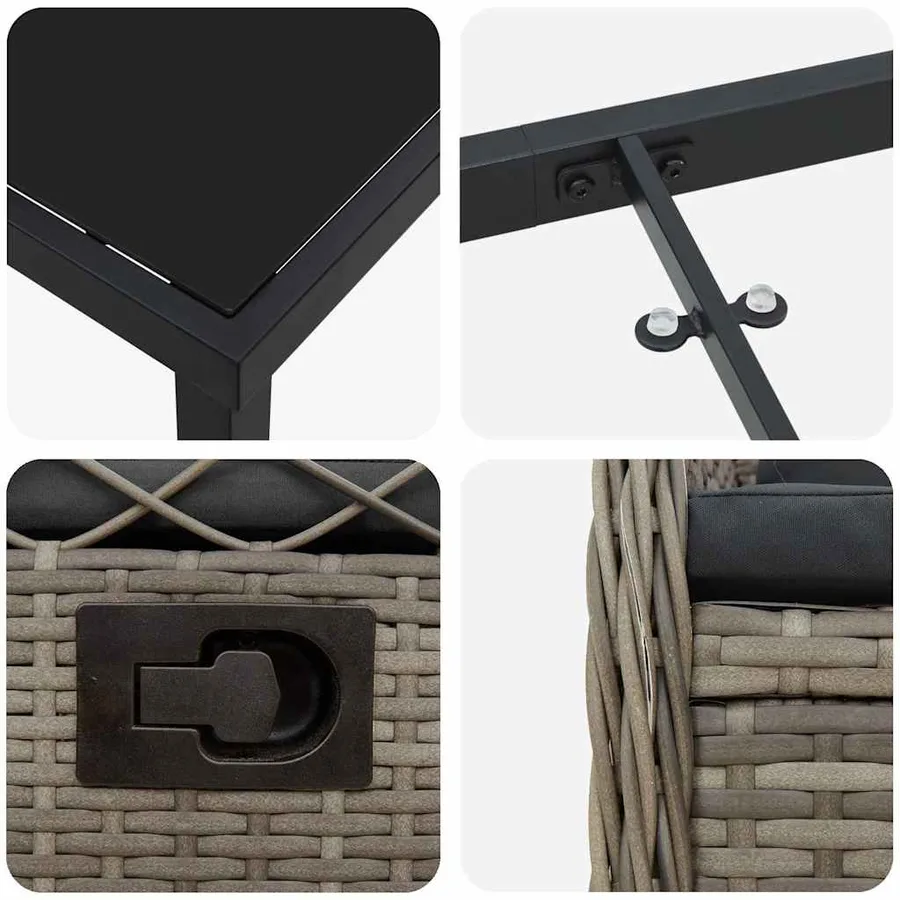 Ensemble de salle à manger pour jardin 5 pcs Gris polyrotin - 9