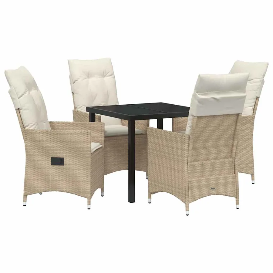 Ensemble de salle à manger pour jardin 5 pcs Beige polyrotin - 2